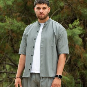 Πουκάμισο Twin Black 04-029 γκρι